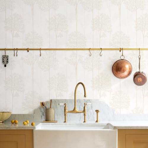JiffDiff Warm White Self Adhesive Wallpaper with Waterproof, Farmhouse Removable Peel and Stick Wallpaper for Bathroom and Cabinets Decor, Botanical Renter Friendly Contact Paper 17.3" X 400" - Image 3