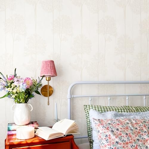 JiffDiff Warm White Self Adhesive Wallpaper with Waterproof, Farmhouse Removable Peel and Stick Wallpaper for Bathroom and Cabinets Decor, Botanical Renter Friendly Contact Paper 17.3" X 400" - Image 2