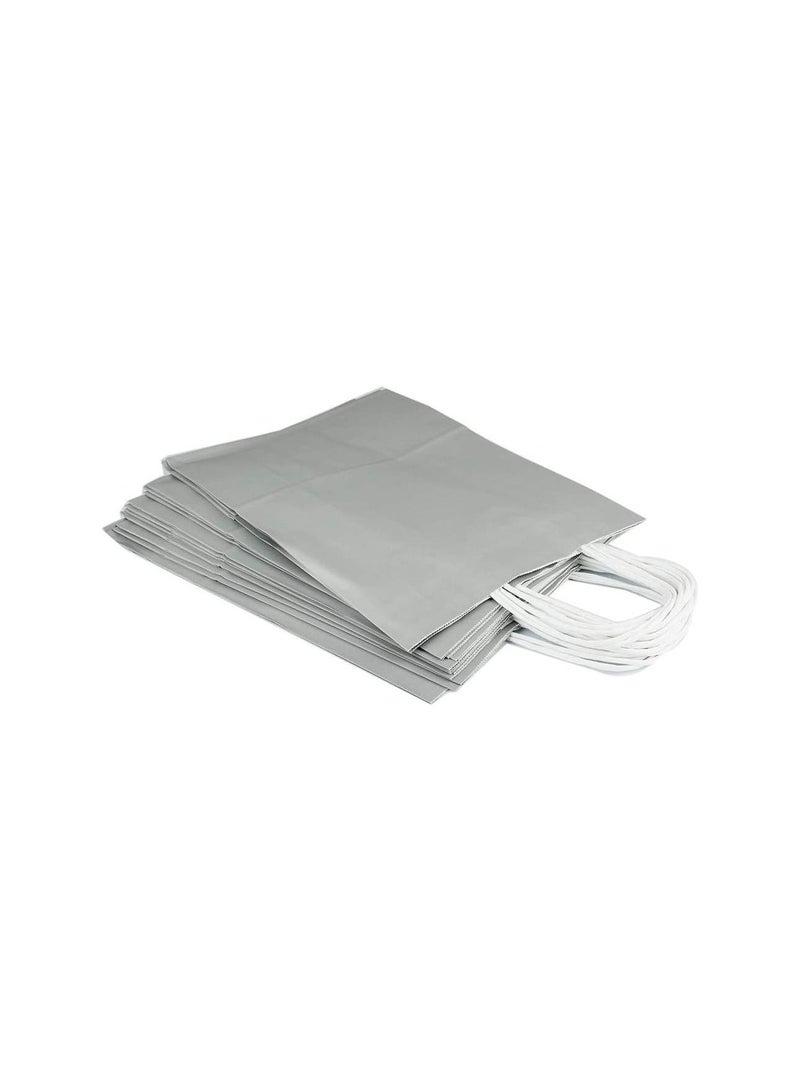 Kraft Paper Bag Silver Twisted Handle 15x21x8 cm Paper Party Bags Hen Party Bags Kraft Paper Bag Bride Birthday Gift Bag Wedding Celebrations Bags for Party Favour - 12 Pieces. - Image 2