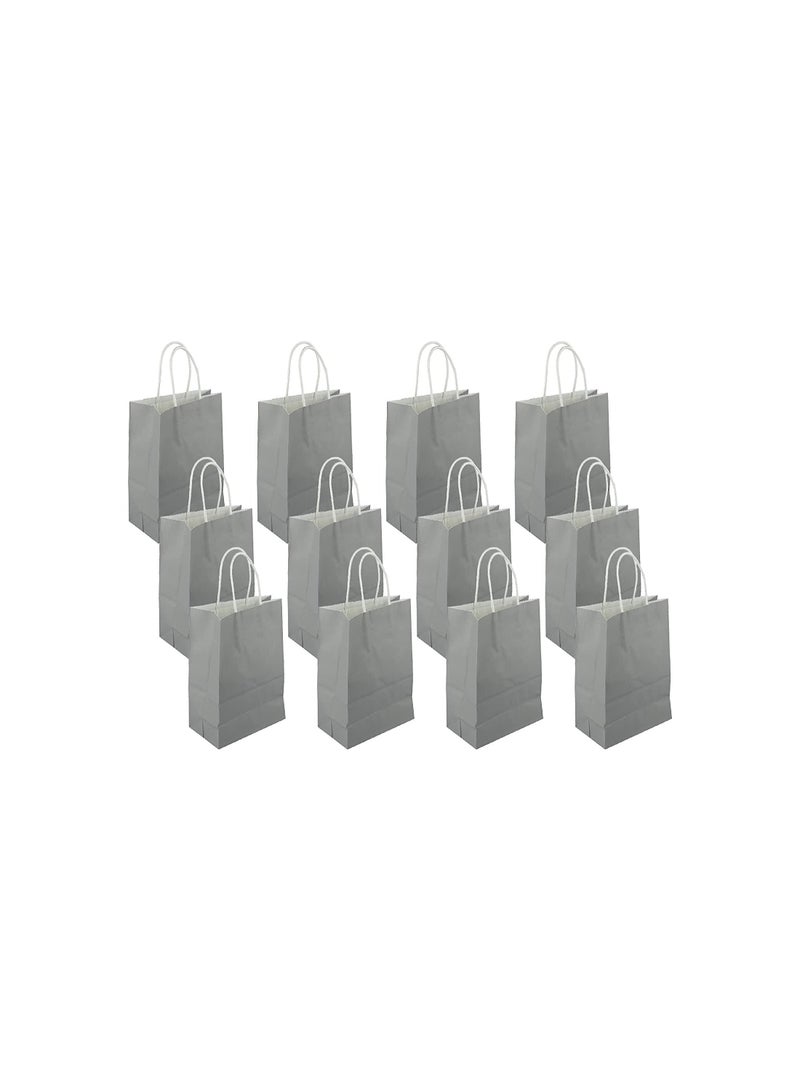 Kraft Paper Bag Silver Twisted Handle 15x21x8 cm Paper Party Bags Hen Party Bags Kraft Paper Bag Bride Birthday Gift Bag Wedding Celebrations Bags for Party Favour - 12 Pieces. - Image 4