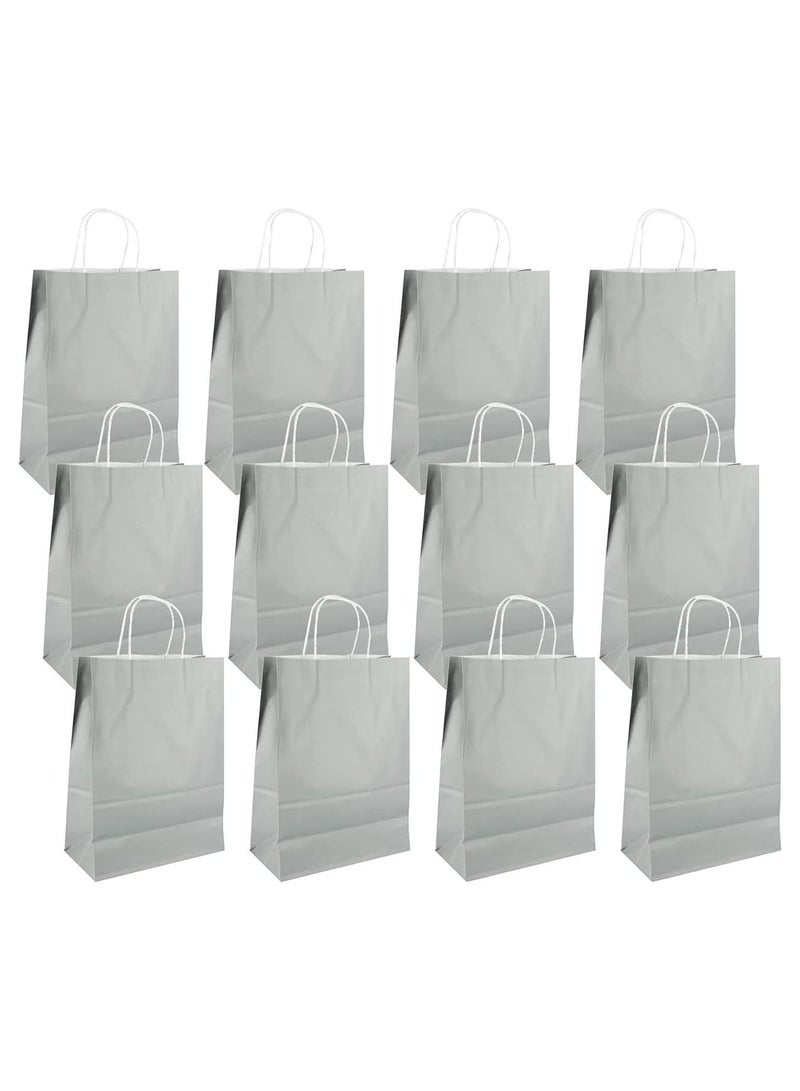 Kraft Paper Bag Silver Twisted Handle 15x21x8 cm Paper Party Bags Hen Party Bags Kraft Paper Bag Bride Birthday Gift Bag Wedding Celebrations Bags for Party Favour - 12 Pieces. - Image 3