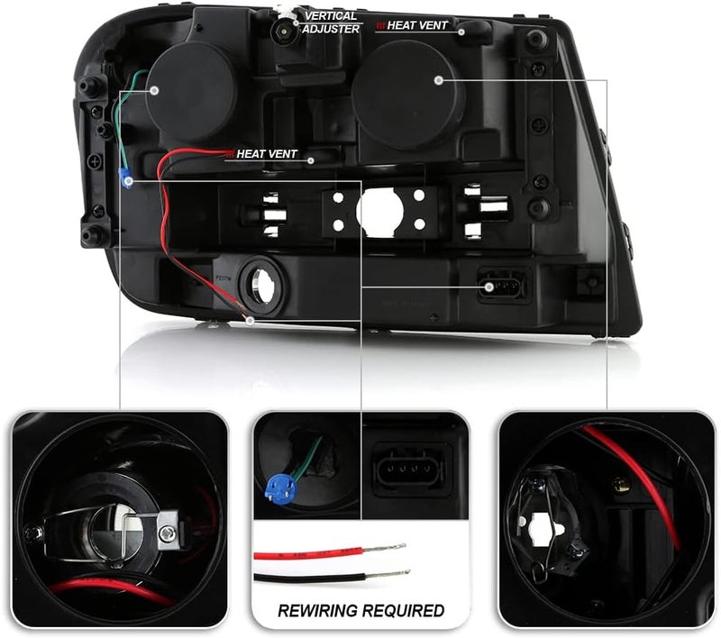 ACANII Chrome LED Tube Projector Headlights for 2002-2009 Chevy Trailblazer - Image 3