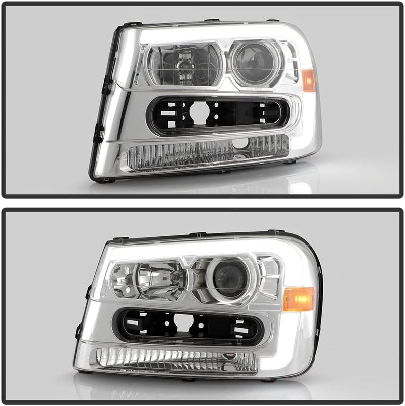 ACANII Chrome LED Tube Projector Headlights for 2002-2009 Chevy Trailblazer - Image 5