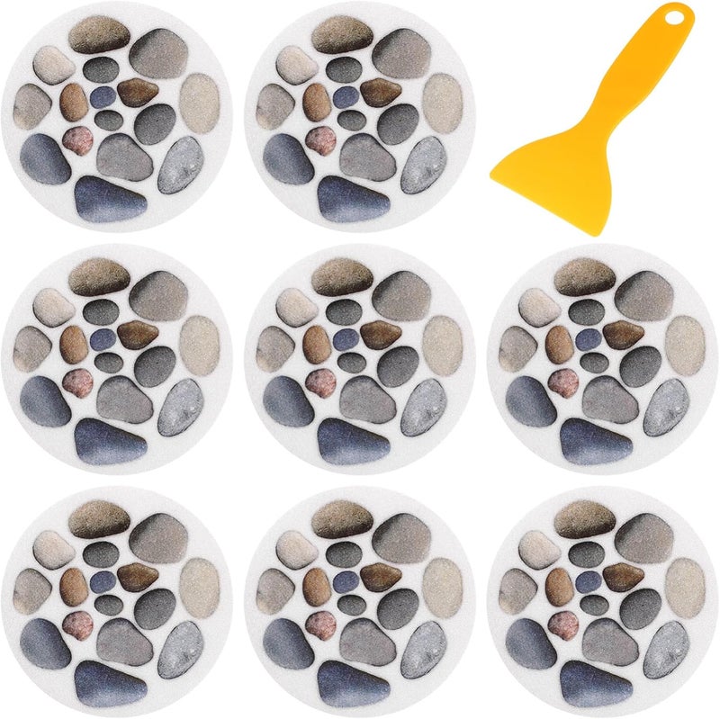 Cabilock 8Pcs Anti-Slip Bathtub Stickers 5.9X5.9 Inch Self-Adhesive Non Slip Stickers for Bathroom Tub Safety Decals Stone Pattern Shower Treads - Image 1