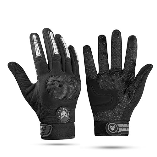 BADOWL Polyester Wind Rider Full Finger Motorcycle Riding Gloves with Touchscreen Fingertips and Knuckle Protection Anti-Slip Grip (Grey, XL), Motorcycle Racing - Image 1