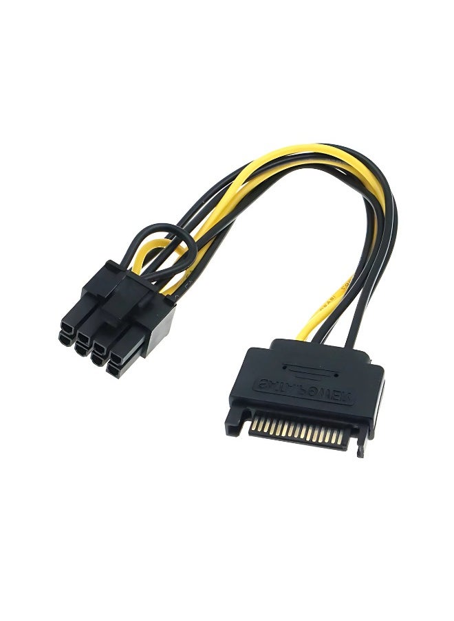Generic - SATA 15-Pin to PCIe 6-Pin Power Adapter Cable with Extra 2-Pin Connector - for Powering Graphics Cards - Image 1