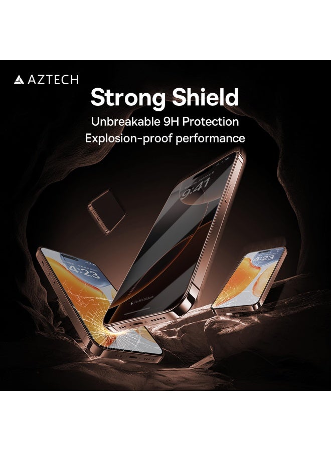 Aztech حامي شاشة AZTECH لجهاز iPhone 16 Pro 6.3 بوصة مضاد للتجسس زجاج مقسى خالي من الفقاعات تغطية عالية الدقة تركيب سهل (أسود للخصوصية، iPhone 16 Pro 6.3 بوصة) - Image 5