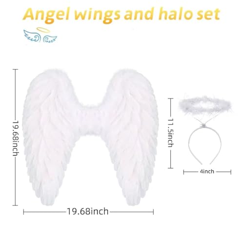 Loieryk Angel Wings and Halo for Adult Feather Angel Wings Costume for Women Halloween Cosplay Accessories - Image 4