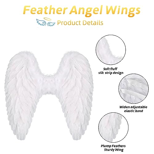 Loieryk Angel Wings and Halo for Adult Feather Angel Wings Costume for Women Halloween Cosplay Accessories - Image 3