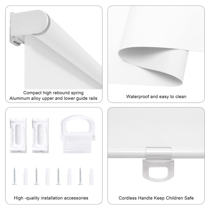 Sunoff Blackout Roller Shades Blinds Cordless for Windows Pull Down Room Darkening Door Blinds with Thermal Insulated Easy to Install for Living Room,Bedroom,Home,Office Bathroom White 35" W x 72" H - Image 4