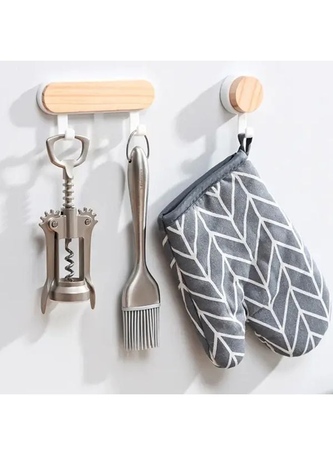 Blue 2 Hooks No Drill No Trace Wooden Wall Hooks Strong Adhesive For Kitchen Bathroom - Image 5