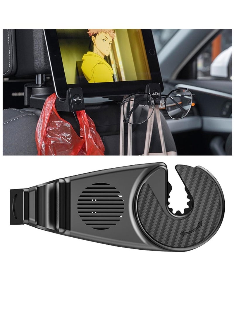 Excefore Car Headrest Hidden Hook, Multi-Functional Hidden Hooks, with Phone Holder, 360° Rotation Auto Seat Back Eyeglass Clip, Car Storage Hooks, for Hanging Purses, Grocery Bags, Bottles (2 Pcs) - Image 1
