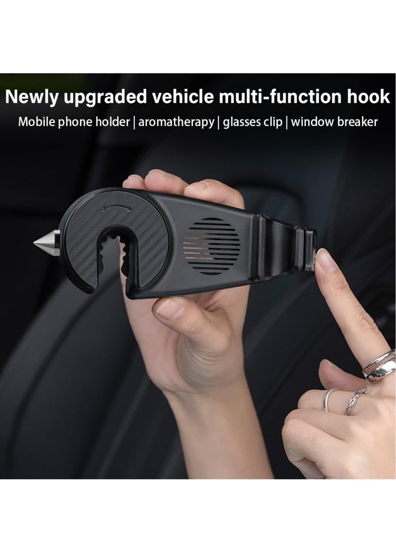 Excefore Car Headrest Hidden Hook, Multi-Functional Hidden Hooks, with Phone Holder, 360° Rotation Auto Seat Back Eyeglass Clip, Car Storage Hooks, for Hanging Purses, Grocery Bags, Bottles (2 Pcs) - Image 2