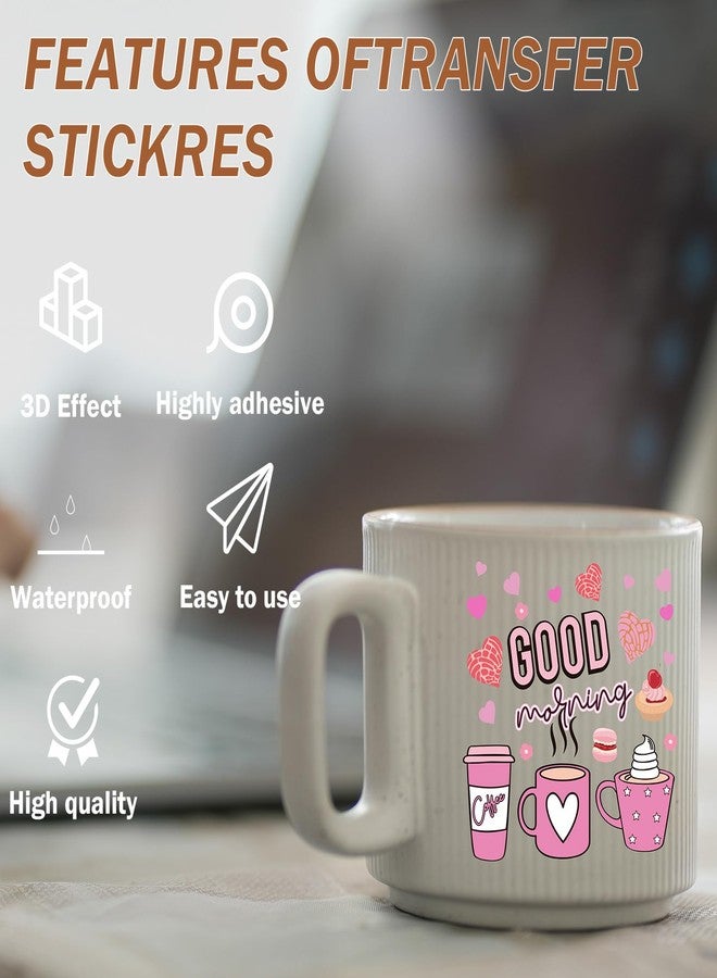 AFRITEE Funny Coffee UV DTF Decals - 20 Sheets I Love You More Than Coffee Fun Uvdtf Cup Wraps for 16 oz Glass Water Bottle, Milk Tea Ice Cream Flower Transfer Stickers DIY Mug Craft Decals Decor Gift for Mom - Image 5