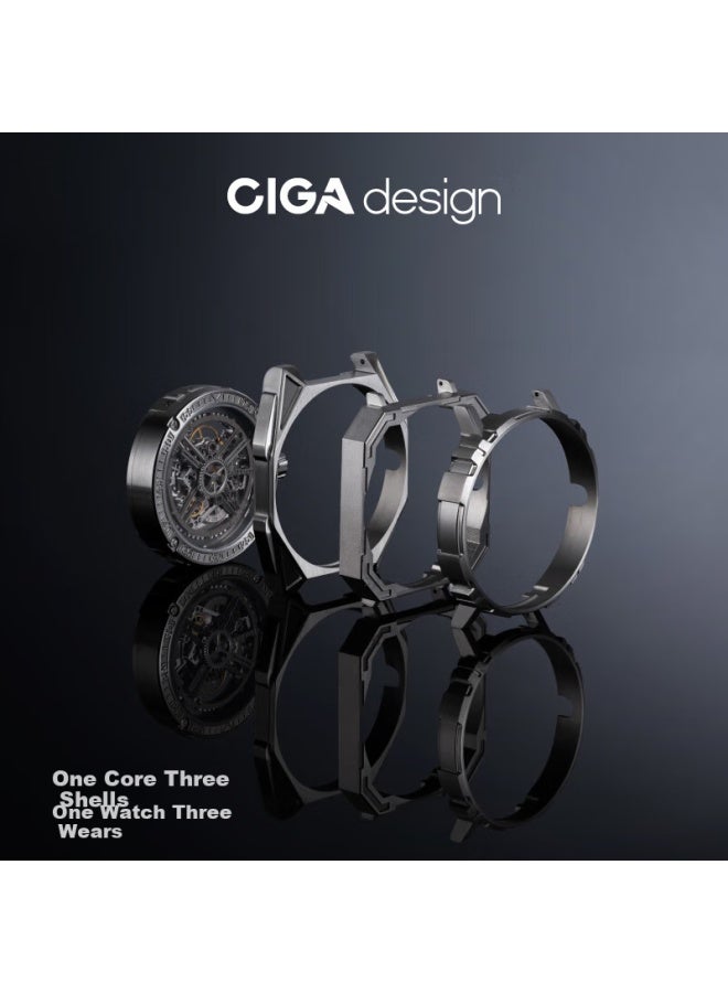 CIGA Design ساعة ميكانيكية من تيتيوم سلسلة جيا إم من سيغا ديزاين، ساعة واحدة بثلاثة أنماط، أنيقة وعالية الجودة، هدية رأس السنة - Image 1