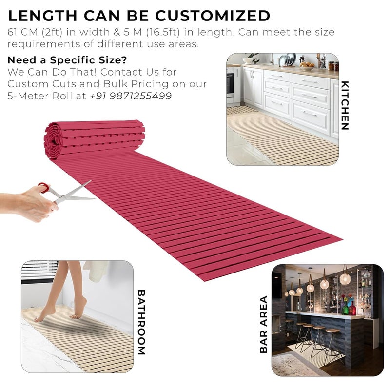 F fabsouk Premium Shower Mat Anti Slip, Striped Anti Skid for Bathroom, Stand up mat for Bath, Shower, Kitchen, Anti Bactirial, Machine Washable(1.5ft x 2ft) - Also Available in 5 Meter Roll - Image 2