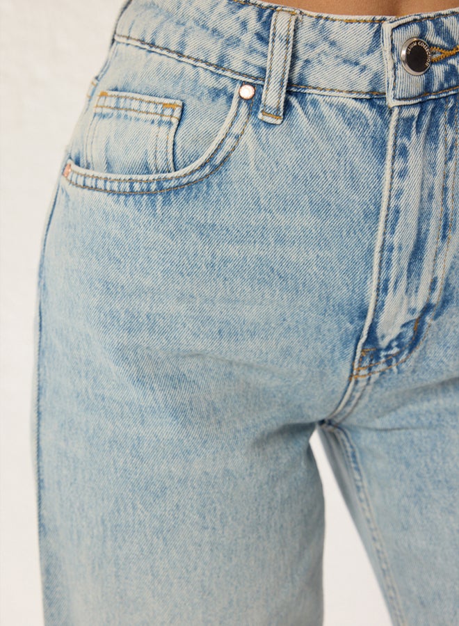 trendyol Light Blue High Waist Wide Leg Jeans - Image 4