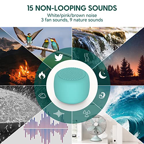 BABELIO آلة الضوضاء البيضاء بابلية للبالغين والأطفال والرضع، صغيرة، 15 صوتًا غير متكرر، مؤقت، وظيفة ذاكرة، سهلة الحمل والسفر، لون سماوي - Image 3