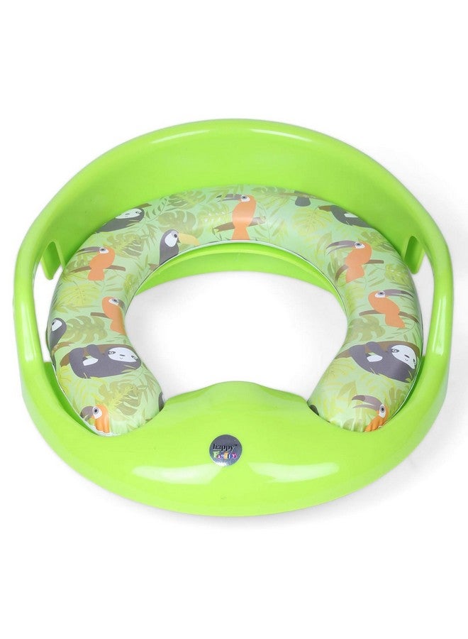 KORBOX Toilet Trainer Soft Cushion Baby Potty Seat With Handle And Back Support Toilet Seat For Western Toilet (Green) - Image 1