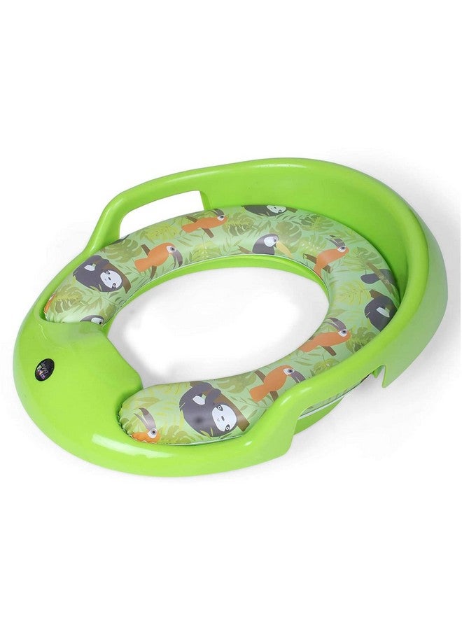 KORBOX Toilet Trainer Soft Cushion Baby Potty Seat With Handle And Back Support Toilet Seat For Western Toilet (Green) - Image 2