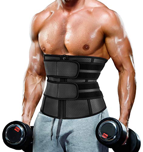 MOLUTAN Waist Trainer Trimmer for Men Tummy Control Shapewear Neoprene Sweat Belt Slimming Body Shaper Black - Image 1