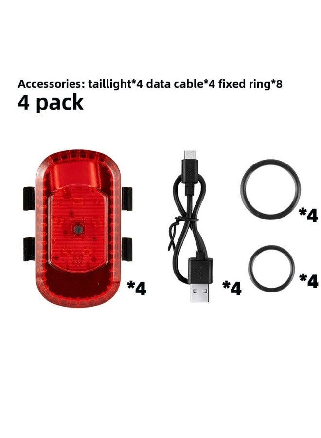 Generic Mini Bicycle Taillight Riding Taillight USB Rechargeable Riding Light Riding Equipment Safety Warning Taillight-Color:Red OPP Bag/4 Pack  - Image 1