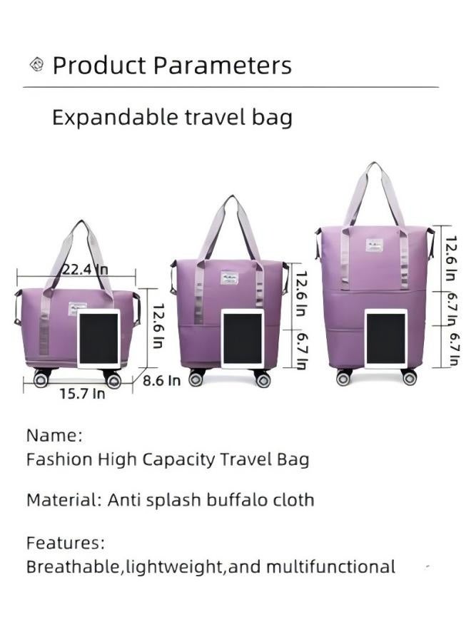 DUNISO Expandable Travel Luggage Bag for Men and Women,with Detachable Wheels,Large Capacity Dry Wet Separation Duffle Bag,Wear Resistant and Waterproof, Sturdy and Durable,Suitable for Traveling and Going Out - Image 5