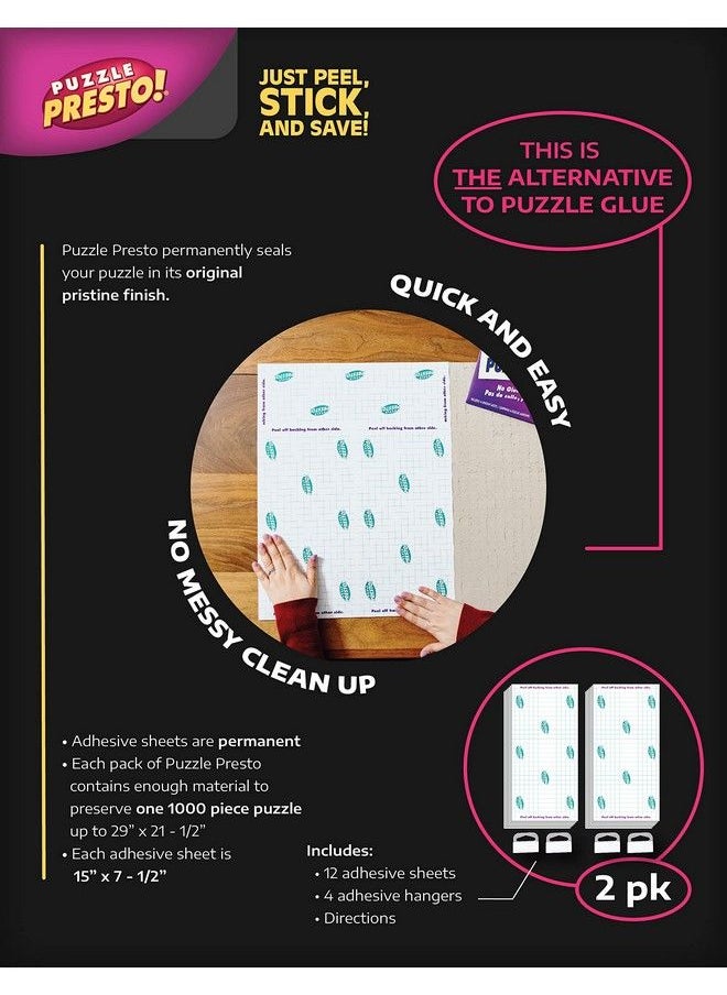 Buffalo Games - (2 Pack)Puzzle Presto! Peel & Stick Puzzle Saver: The Original And Still The Best Way To Preserve Your Finished Puzzle! 12 Adhesive Sheets And 4 Adhesive Hangars. Preserve Two1000 Piece Puzzles! Multi - Image 1