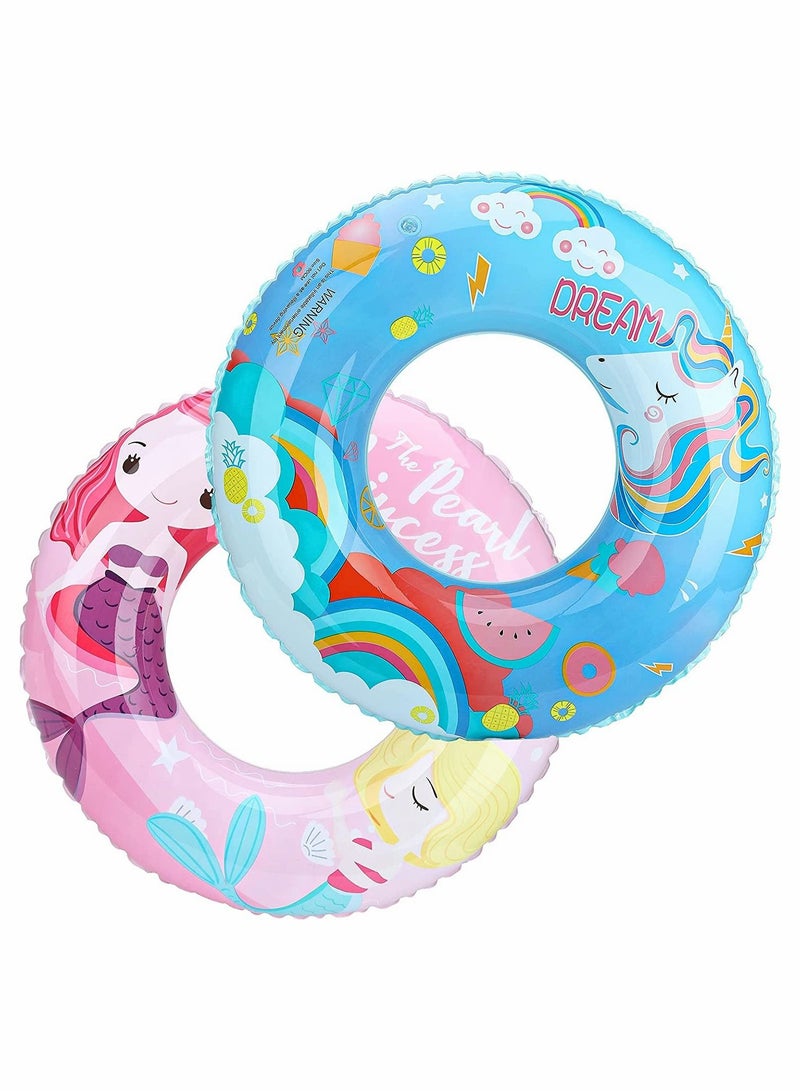واي آند دي Inflatable Swim Rings, Cartoon Round Swimming Float Ring Floatie Water Fun Beach Party Pool Toys with Repair Patch for Kids Adults - Image 1