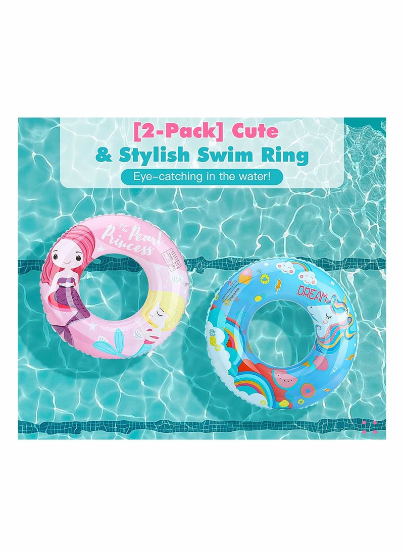 واي آند دي Inflatable Swim Rings, Cartoon Round Swimming Float Ring Floatie Water Fun Beach Party Pool Toys with Repair Patch for Kids Adults - Image 5