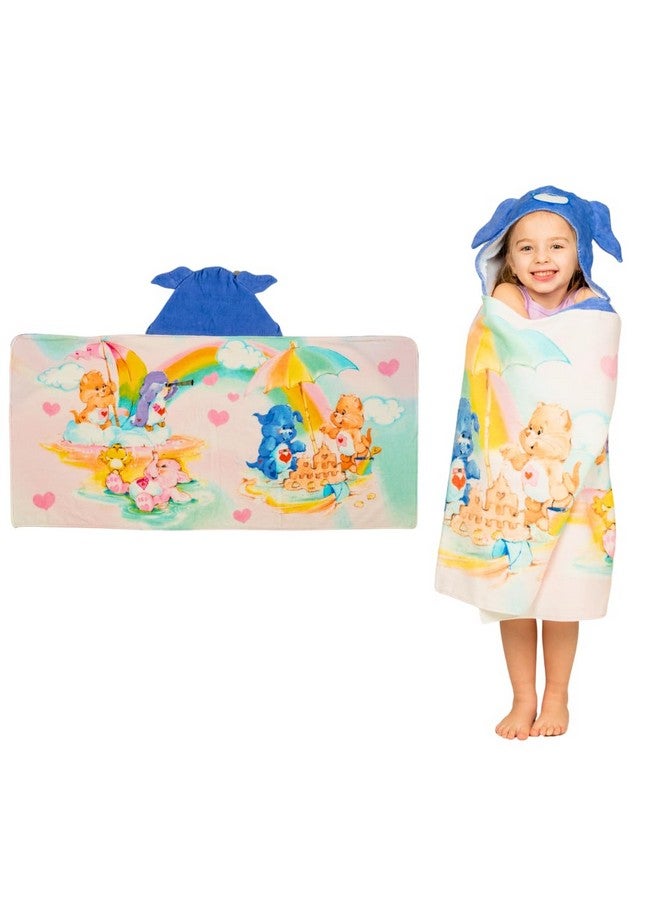 Franco Care Bears Retro Kids Super Soft Bath/Pool/Beach Soft Cotton Terry Hooded Towel Wrap, 24 in x 50 in, (Officially Licensed Product) By Franco - Image 1