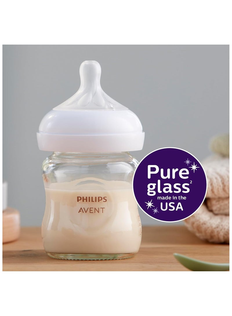 Avent Philips AVENT Glass Pack Of 4 Natural Baby Bottle with Natural Response, Clear, 120ml - Image 4