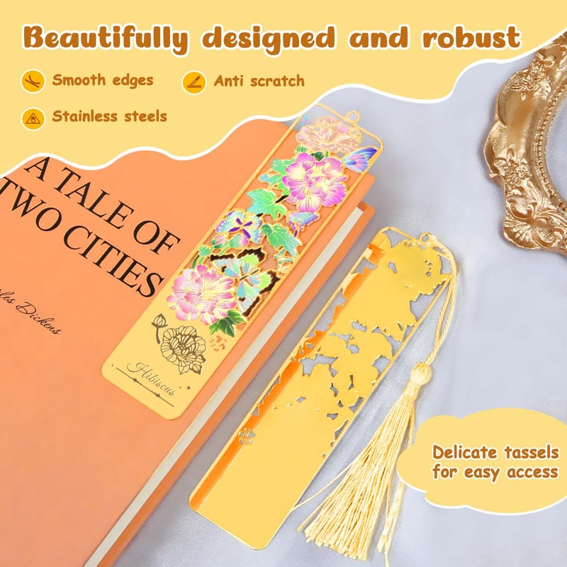 Kinsound 3pcs Metal Flower Bookmarks with Tassel for Reading Women, Pretty Cute Book Markers for Women, Men, Kids, Book Lovers, Reading Accessories Gifts for Book Loversï¼ˆStyle -Aï¼‰ - Image 3