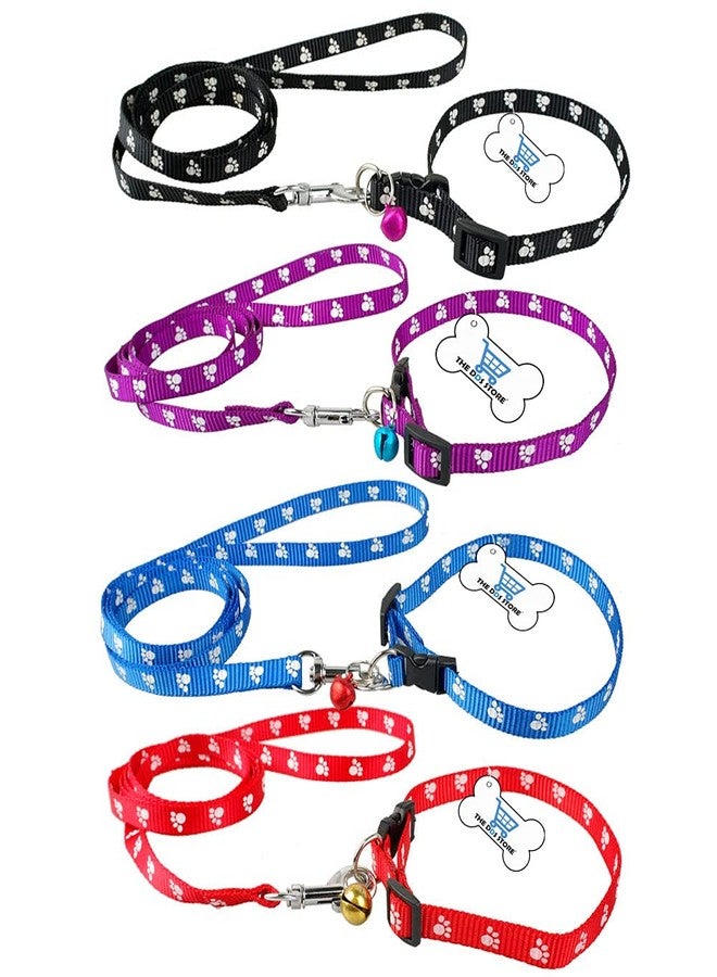 THE DDS STORE 15 mm Paw Print Nylon Puppy Collar & Leash Set for Small & Medium Dogs Paw Print Puppy Collar & Leash Set for Small & Medium Dogs (Blue, 15.MM Collar Leash Set) - Image 5