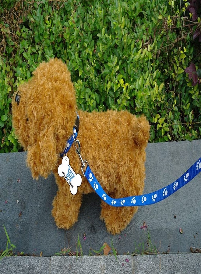 THE DDS STORE 15 mm Paw Print Nylon Puppy Collar & Leash Set for Small & Medium Dogs Paw Print Puppy Collar & Leash Set for Small & Medium Dogs (Blue, 15.MM Collar Leash Set) - Image 4