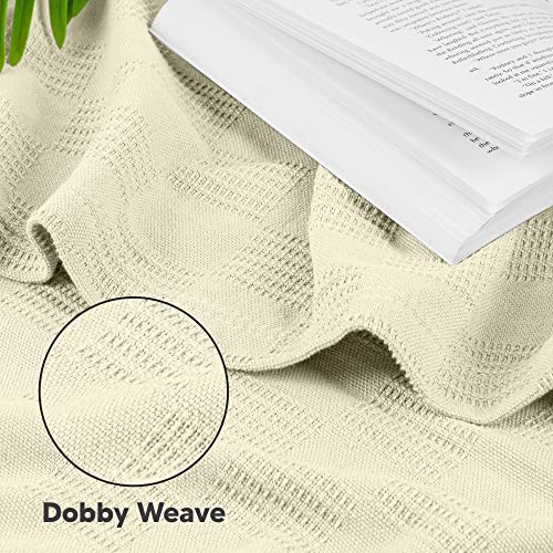 Utopia Bedding Ivory 100% Cotton Blanket [King Size - 90x108 Inch] 350GSM Lightweight, Soft and Breathable Thermal Blanket for All Seasons - Image 3
