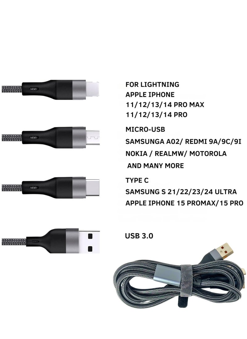 كابل USB C / كابل من النوع C / كابل USB صغير 3 في 1 كابل USB مجدول من النايلون / كابل شاحن سريع متعدد 9A / كابل شحن سريع 120 وات QC4.0 - متوافق مع iPhone/Samsung Galaxy/Huawei/iPad - 30000 انحناء - pzsku/ZFB8B2A7A2EE1B5C5254BZ/45/_/1717711914/da6f9f96-de1d-43f2-b559-8fac8609f2d8