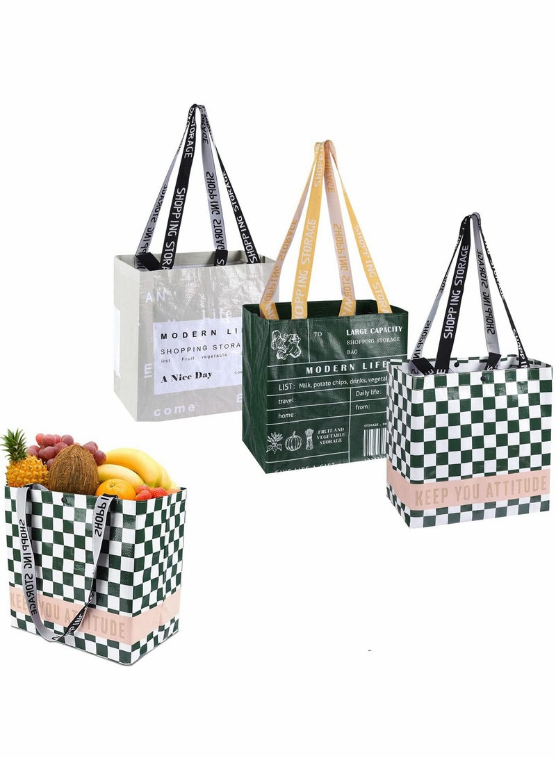 KASTWAVE 3 Pack Reusable Shopping Bags, Waterproof Grocery Bags Collapsible Tote Bags for Picnics, Laundry, House Storage, Extra Large & Durable Foldable Shopping Bags (11.4 x 8.3 x 12.2 inches) - Image 1