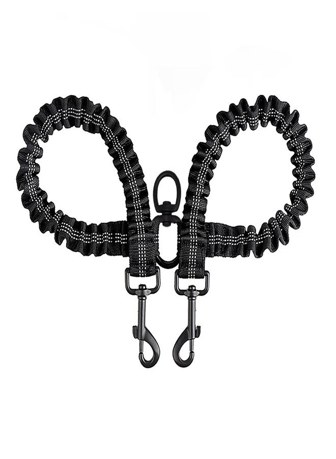 BAOBOTE Pet Double Dog Leash, Shock Absorbing Reflective Bungee Lead Walk 2 Dogs with Ease, 360° Swivel No Tangle Double Dog Walking & Training Leash, Dual Dog Leashs for 6-120lbs Dogs (Black) - Image 1