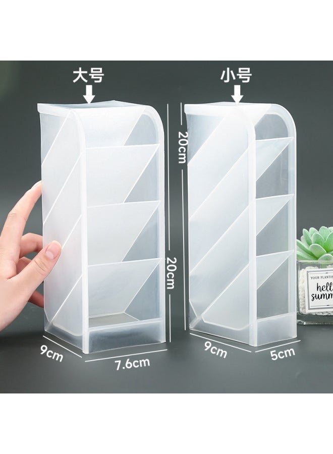 Autonomy Desktop Transparent Frosted Pen Holder Oblique Cosmetic Brush Lipstick Storage Box Multi-functional Stationery Storage Cylinder - Image 4