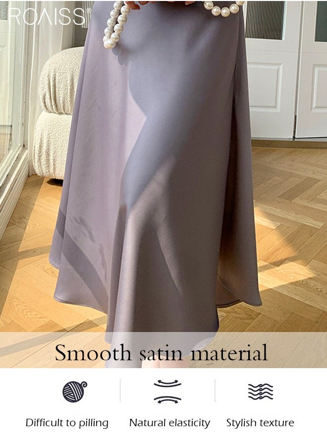 roaiss - Fashionable Satin Suspender Dress For Women'S Daily Commuting Vacation Chest Pleated Large Skirt Adjustable Shoulder Strap Dress - Image 1