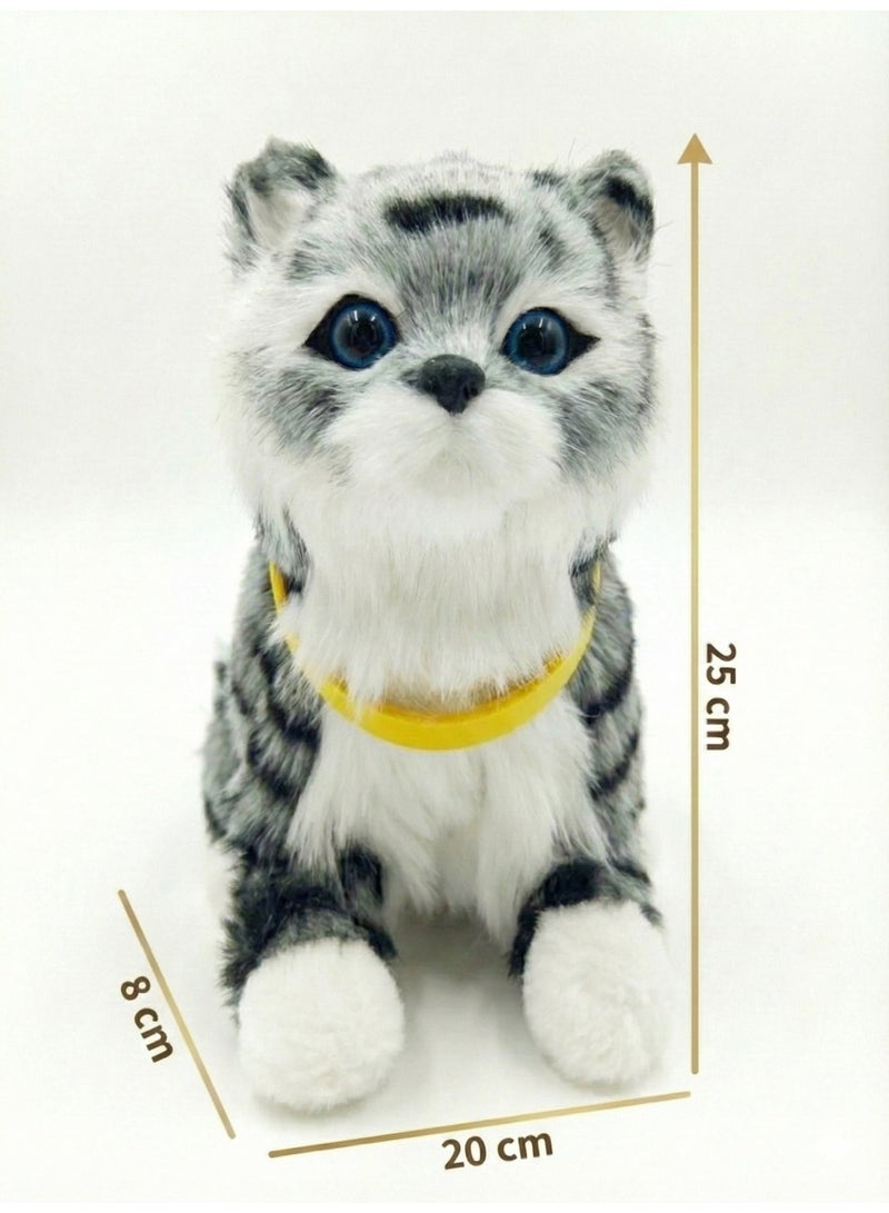 REZZOSS Interactive Plush Cat Toy for Kids – Realistic Grey Tabby Kitten Robot with Meow Sound & Movement | Touch Sensitive Electric Pet | Sensory Educational Gift for Toddlers Boys & Girls 3+ - Image 2