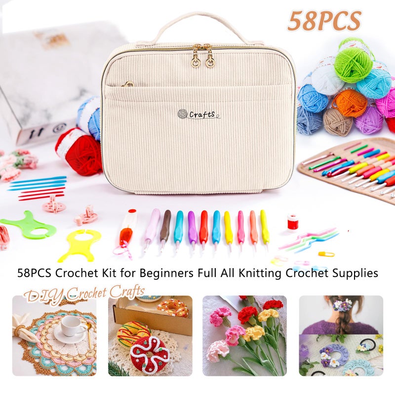 MYBAGZING Crochet Kit for Beginners with Yarn Storage Bag, 10pcs Crochet Hooks 2.0-6.0 mm, 10 Skeins Yarn for Crocheting, Knitting Accessories, 58pc Crochet Starter Kit for Adults - Image 4