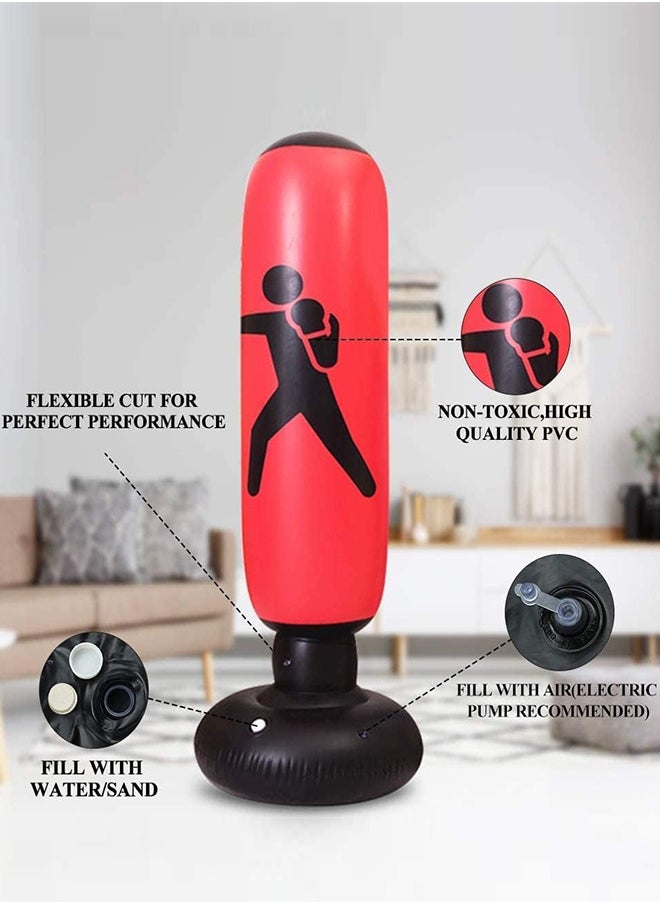 RATSAW - Free Standing Inflatable Punching Bag 160cm Kids Boxing Bag for Kids and Adults Karate Taekwondo Decompression Kick Speed Training - Image 1