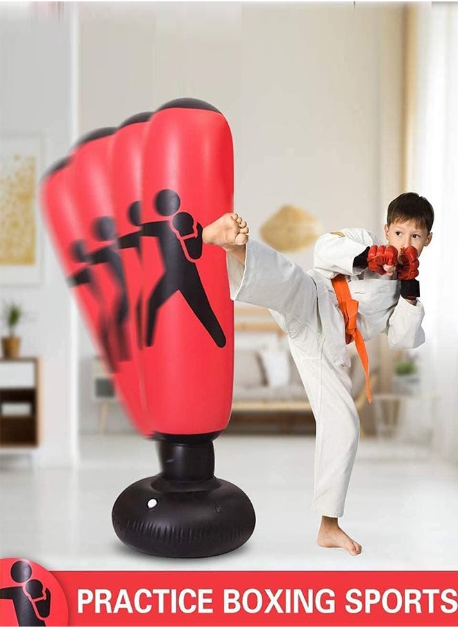 RATSAW - Free Standing Inflatable Punching Bag 160cm Kids Boxing Bag for Kids and Adults Karate Taekwondo Decompression Kick Speed Training - Image 1