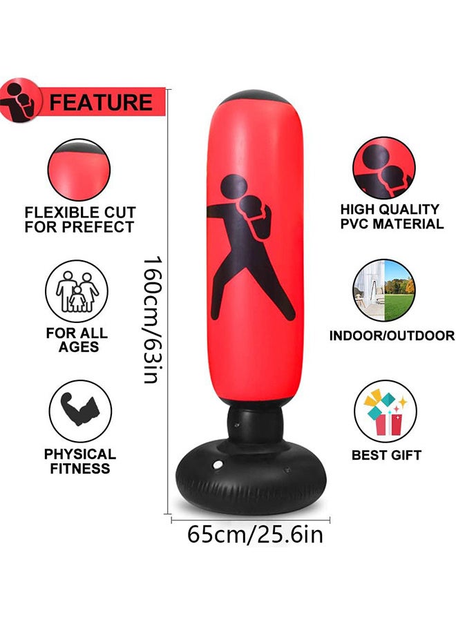 RATSAW - Free Standing Inflatable Punching Bag 160cm Kids Boxing Bag for Kids and Adults Karate Taekwondo Decompression Kick Speed Training - Image 1