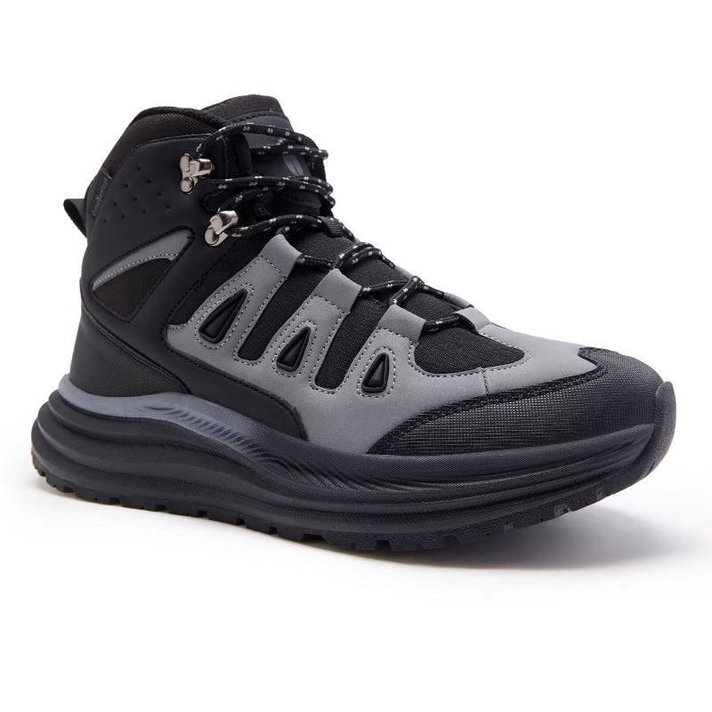 OrthoComfoot Men's Orthopedic Mid Hiking Boots: Comfortable Plantar Fasciitis Orthotic Arch Support Bunions Recovery Trail Sneakers, Gym Athletic Fit Hammer Toes Stylish Standing Walking Shoes Black Size 11 - Image 1