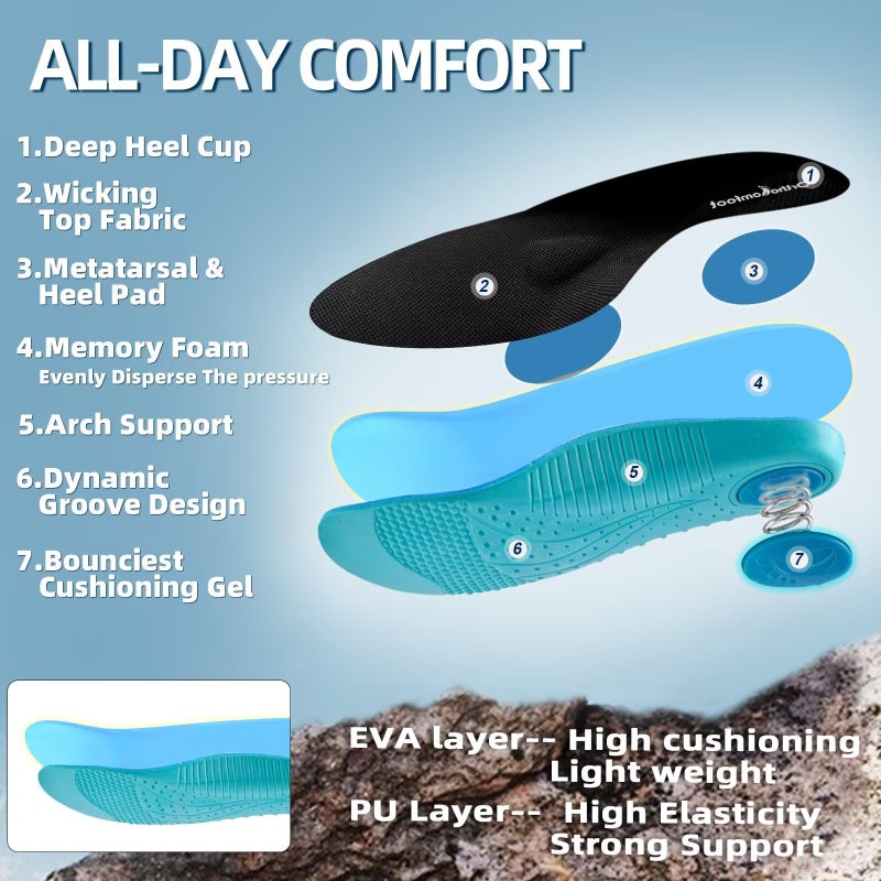 OrthoComfoot Men's Orthopedic Mid Hiking Boots: Comfortable Plantar Fasciitis Orthotic Arch Support Bunions Recovery Trail Sneakers, Gym Athletic Fit Hammer Toes Stylish Standing Walking Shoes Black Size 11 - Image 4