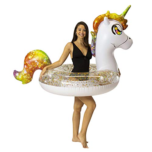 PoolCandy Inflatable Animal Pool Tubes Swim Rings Unicorn Glitter Filled 48 inch Animal Pool Tube Swim Ring - Image 5