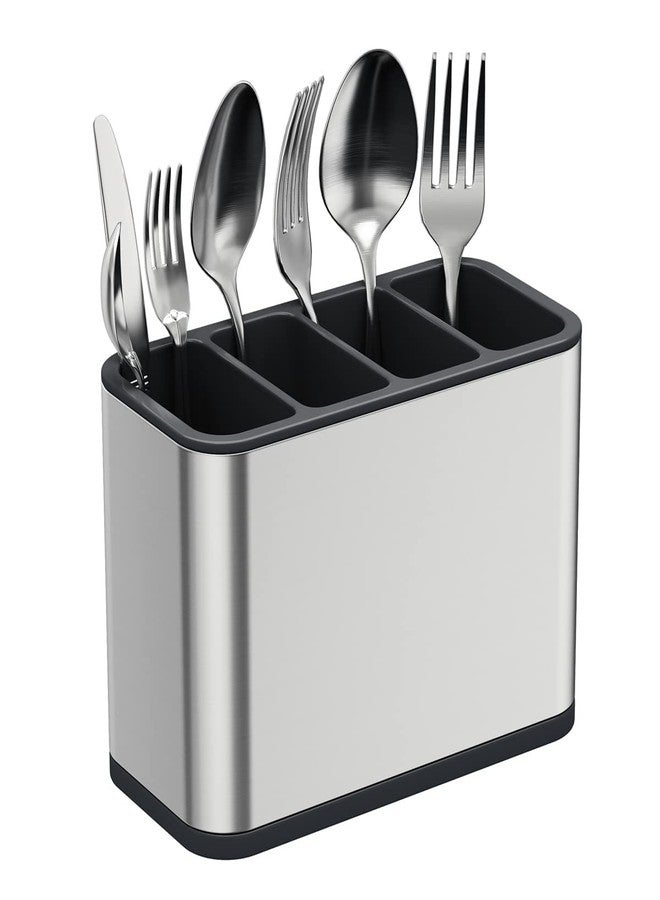 BYRM Silverware Caddy Utensil Caddy Spoon Holder with 4 Divided Compartments, Sturdy Stainless Steel, Rust Proof - Image 1